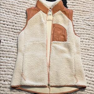 Cozy Cream and Burnt Orange Sherpa Vest - Never Worn